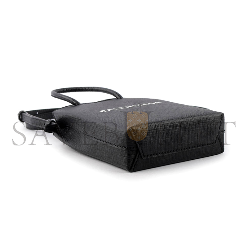 BALENCIAGA SHOPPING PHONE HOLDER BAG BLACK 593820 (18*11*5cm)